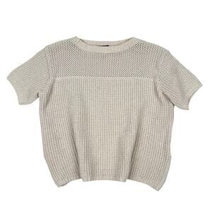 Vintage Liz Claiborne Liz Sport Cotton Knit Cropped Sweater Neutral Coastal S